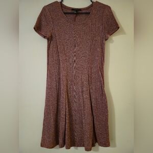 Forever 21 Ribbed Short Sleeve Knit Mini Dress in Mauve Pink
